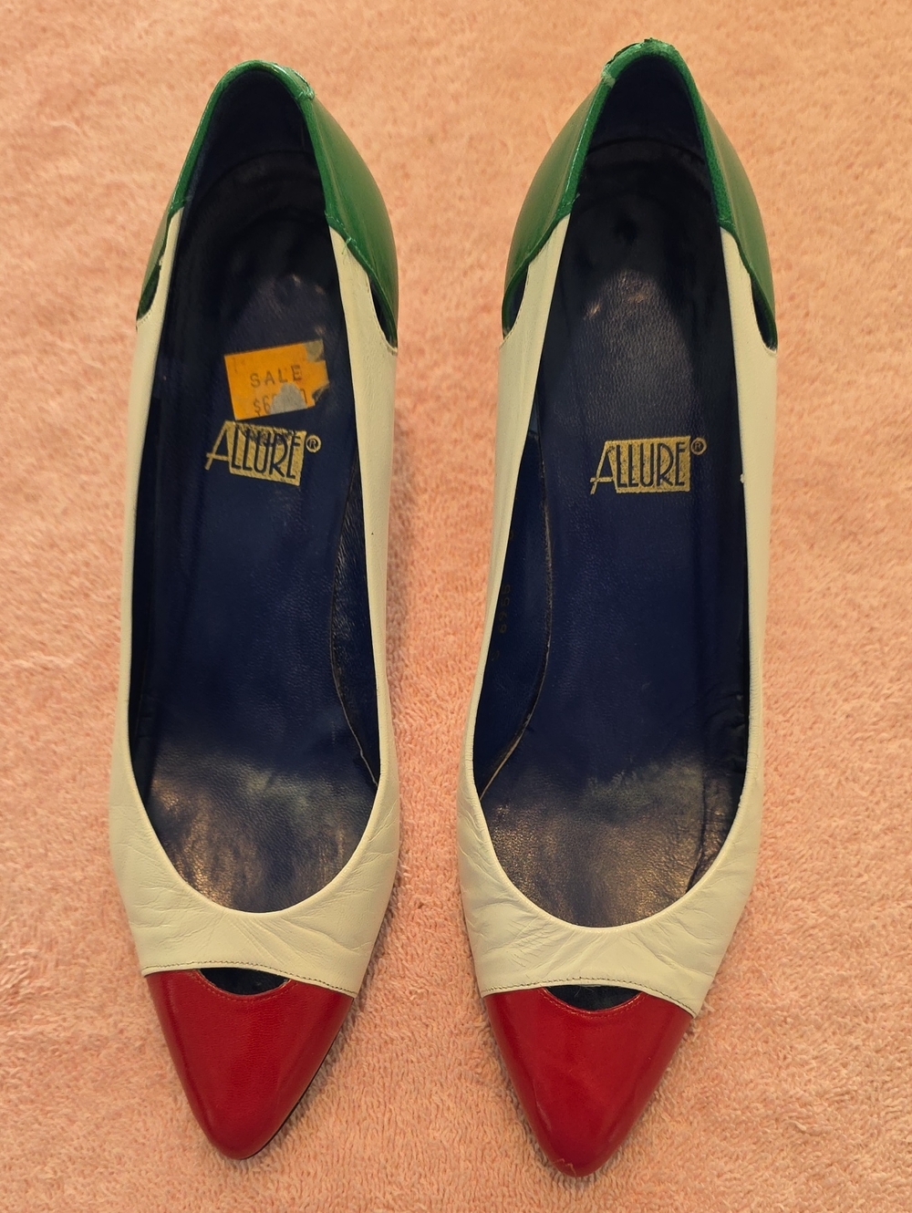 Allure Multi Colored High Heels With Cut-outs. Colors: White/Red/Emerald/Cobolt